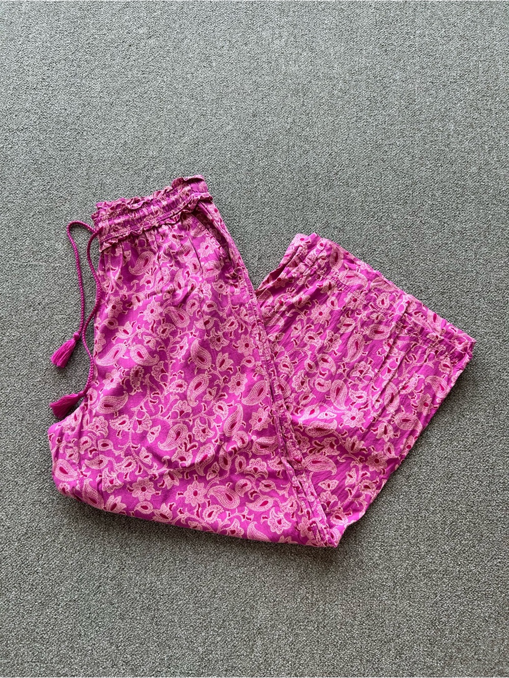 Knox Rose Pink Paisley Wide Leg Pants Size M Boho Drawstring